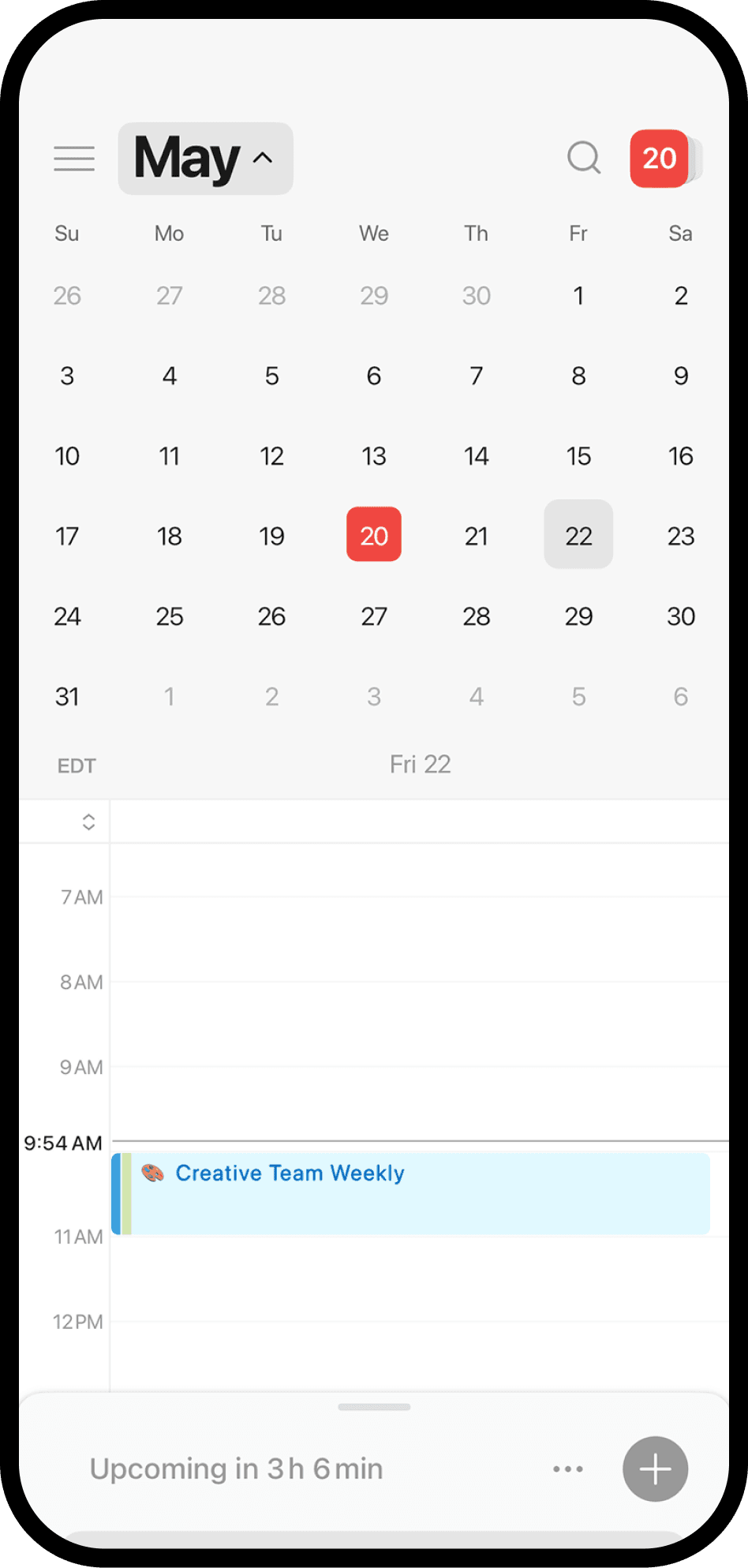 Et skærmbillede af Notion Kalender på mobil