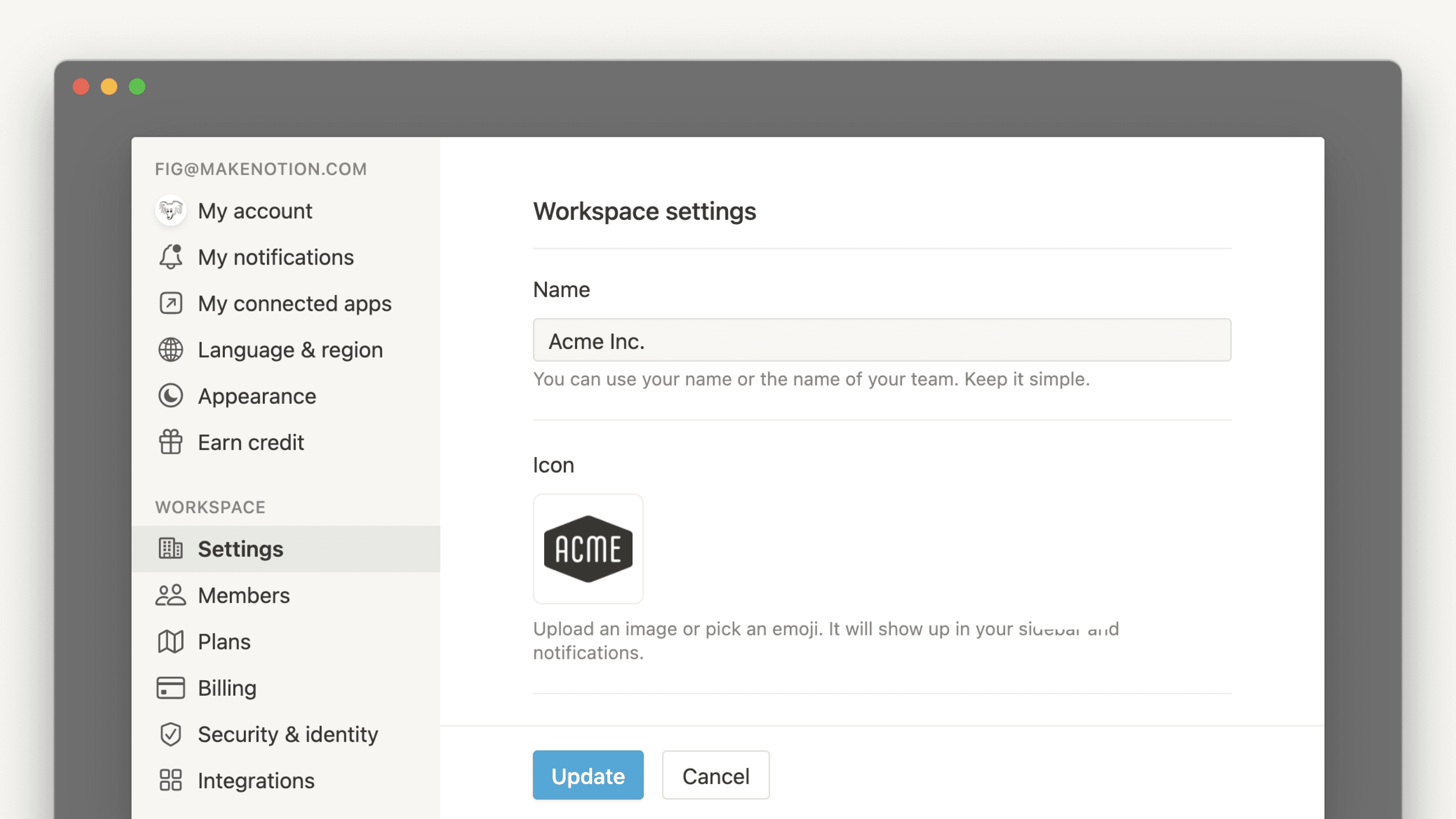 Workspace settings - hero