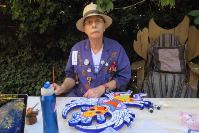 Howard painting at home. Image from Howard Rheingold.